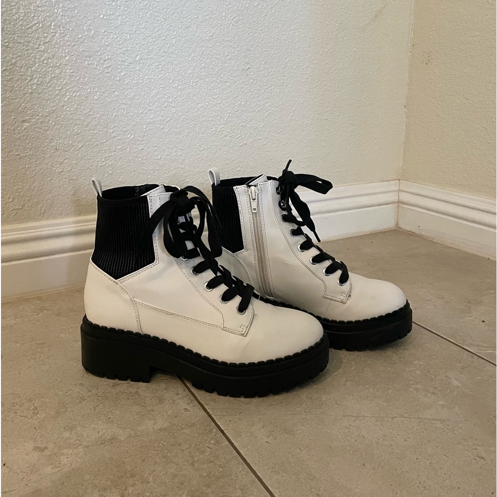 White and Black Boots